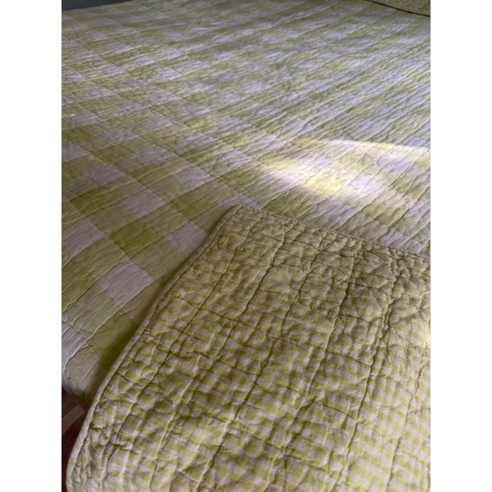 Pine Cone Hill Reversible Quilt Green Gingham Check Bedspread Cottagecore King
